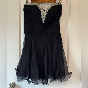 Vintage Jovani Y2K Strapless Mini Prom Dress Sweetheart Beaded Corset Sz. 8